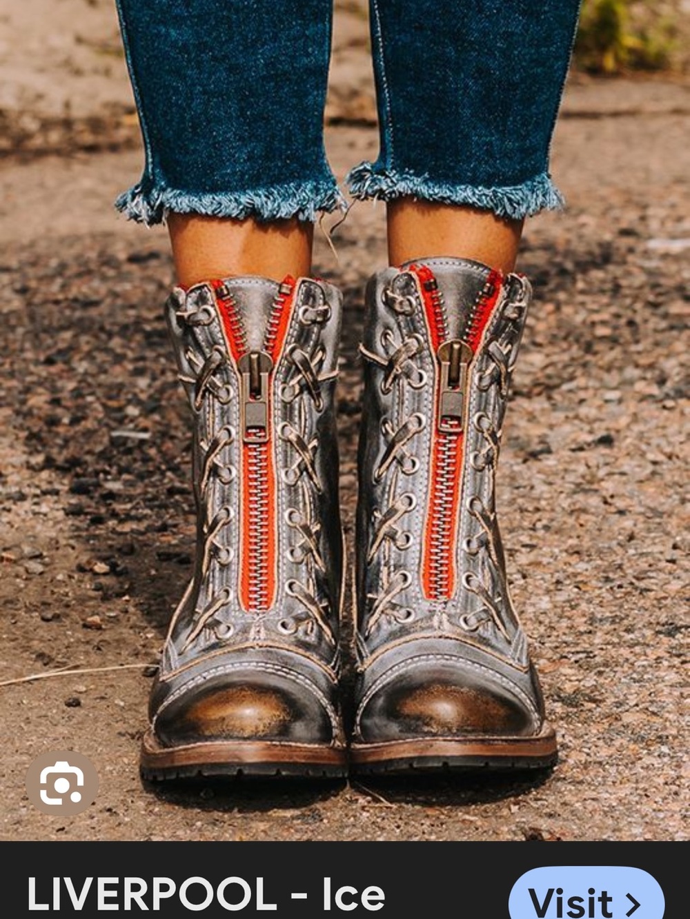 Freebird by Steven Gray Leather Lace-Up Ankle Boots with Red Accent